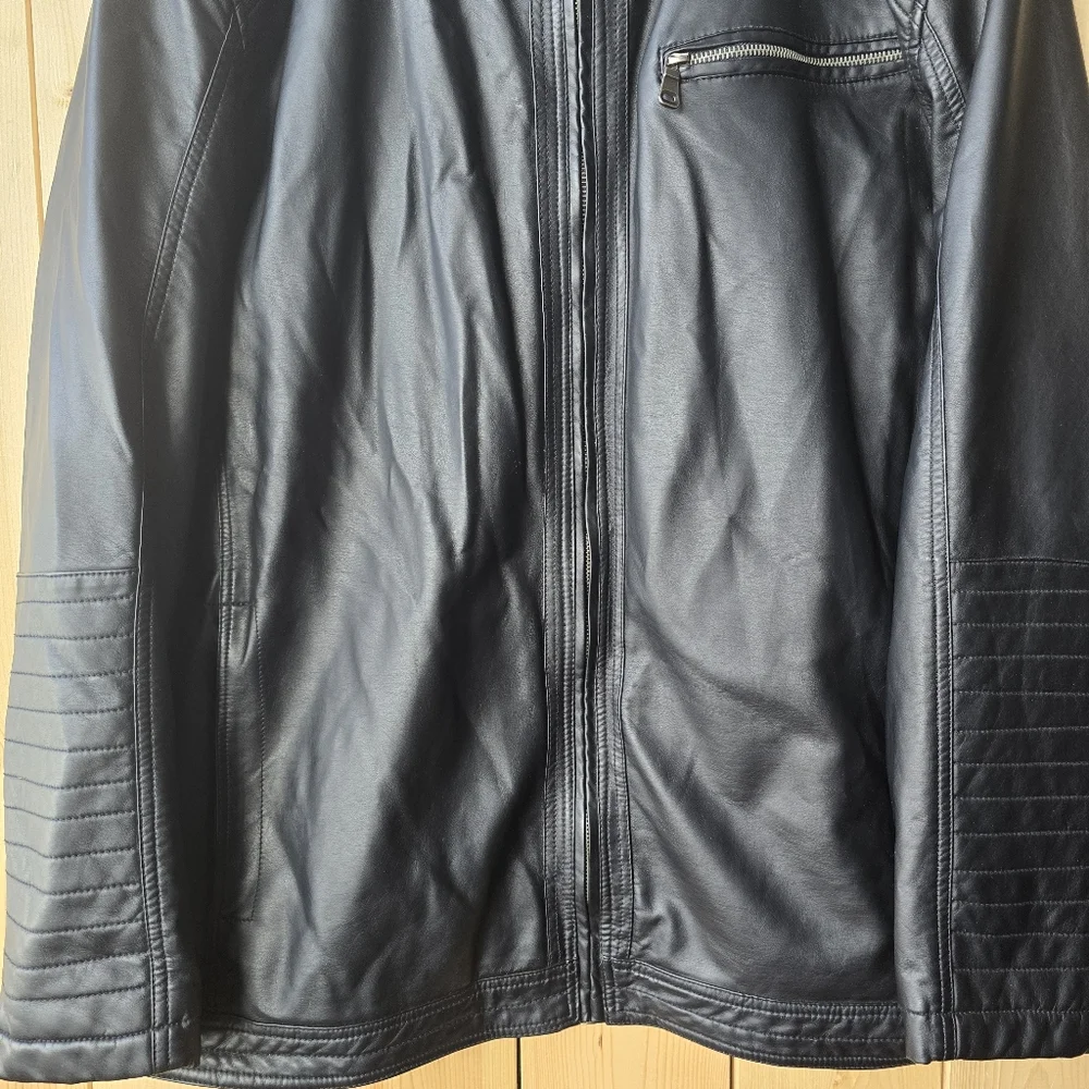 Britches Black Faux Leather Lined Zip Up Jacket Mens 2X - Picture 3 of 11